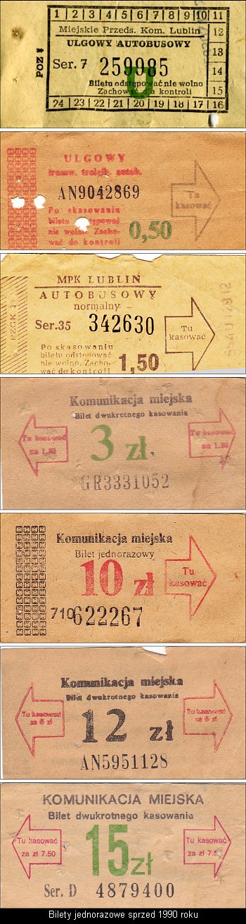 Bilety sprzed 1990 roku